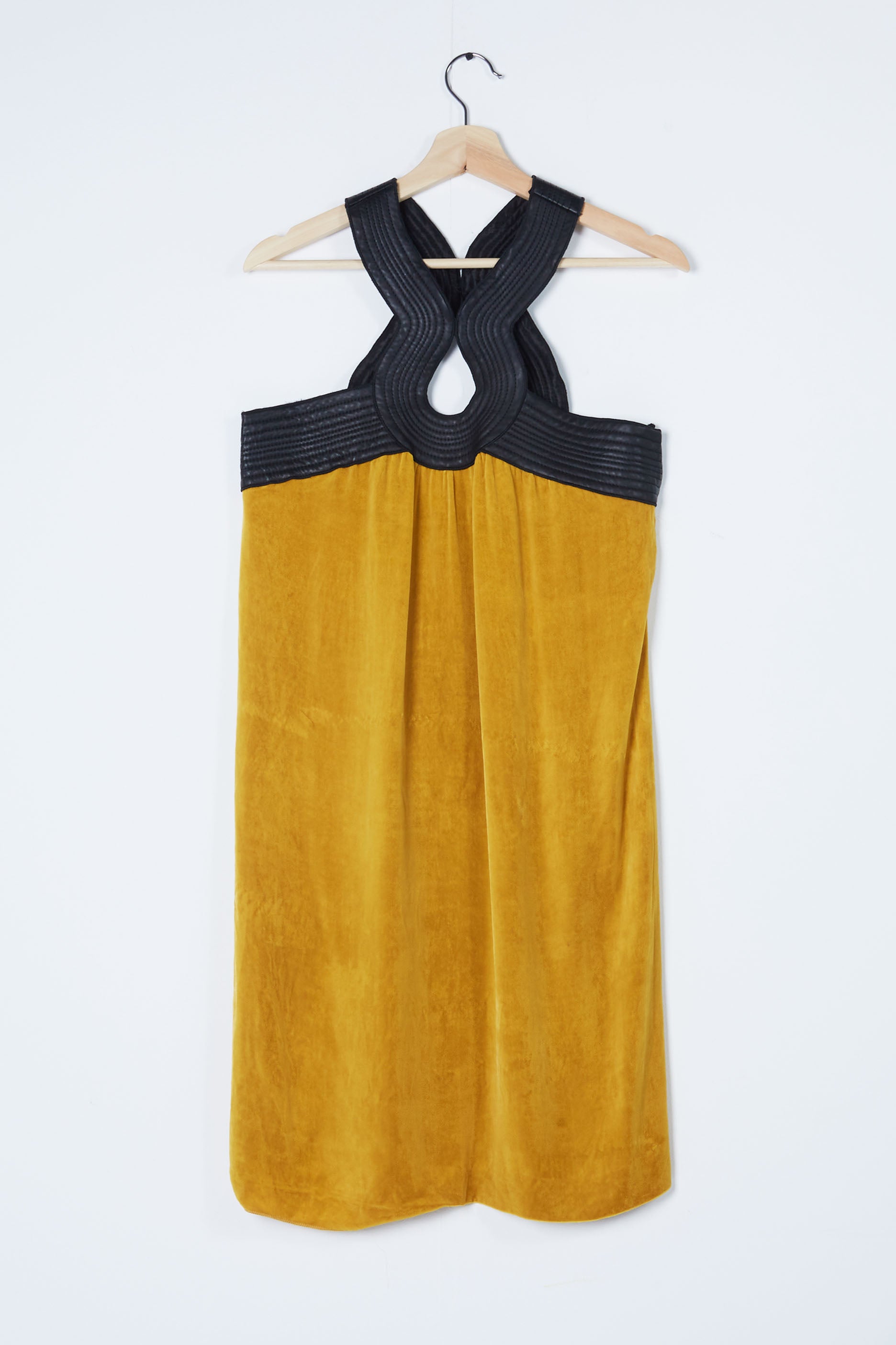 Short Velvet Dress With Leather Strap (Small)