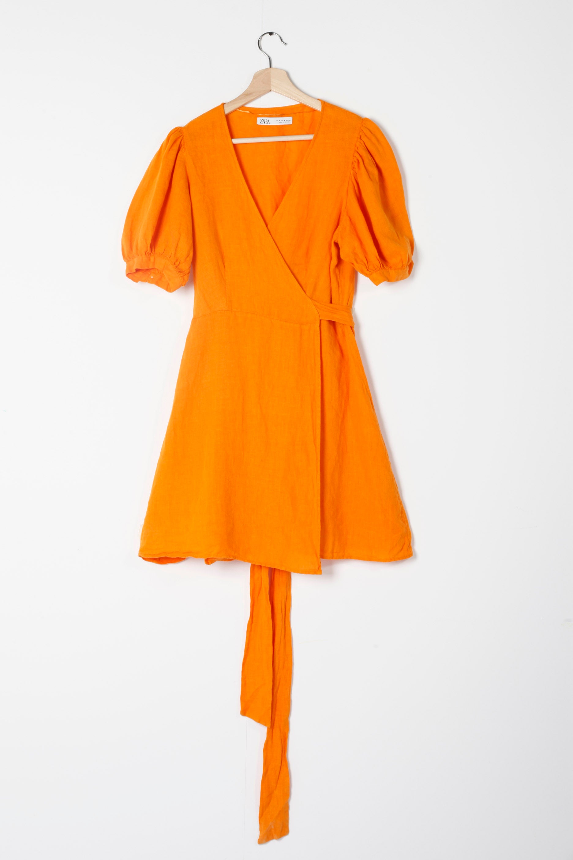 Orange Linen Wrap Dress (Eu38)