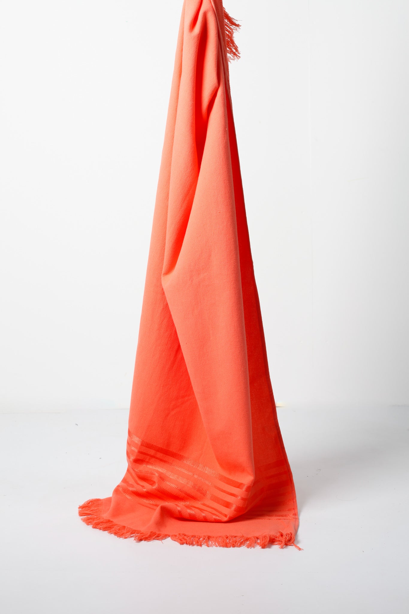 Orange Tasseled Towel with Subtle Stripe