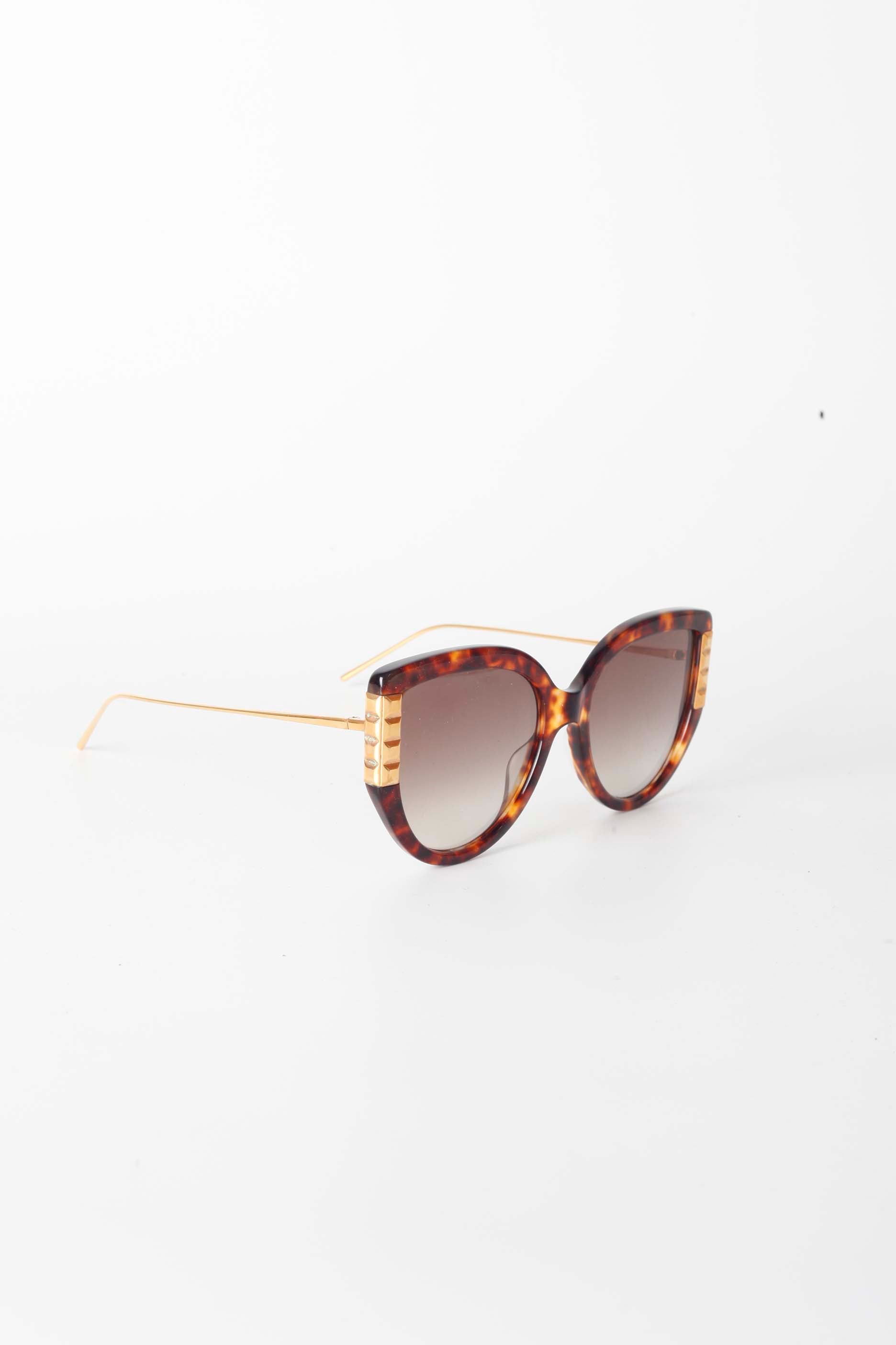 Oversized Tortoise Shell Sunglasses with Gold Studs