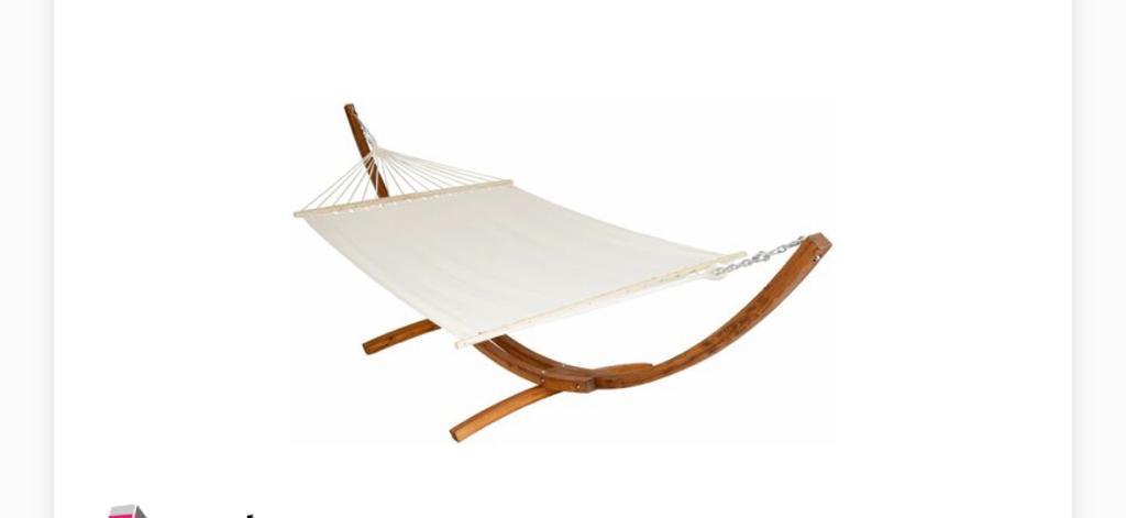 White Canvas Hammock with Solid Oak Base