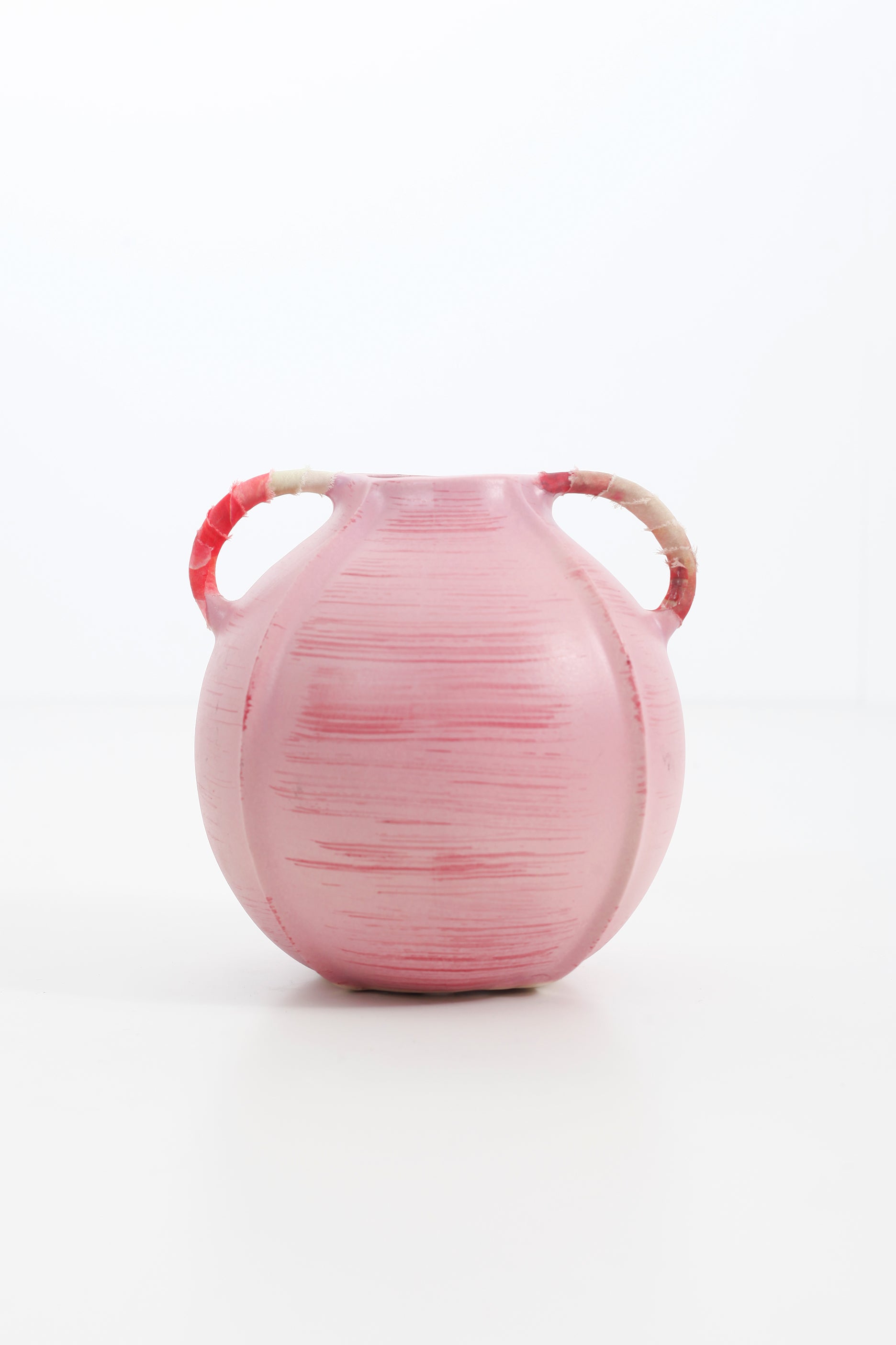 Small Pink Round Ceramic Vase with Handles