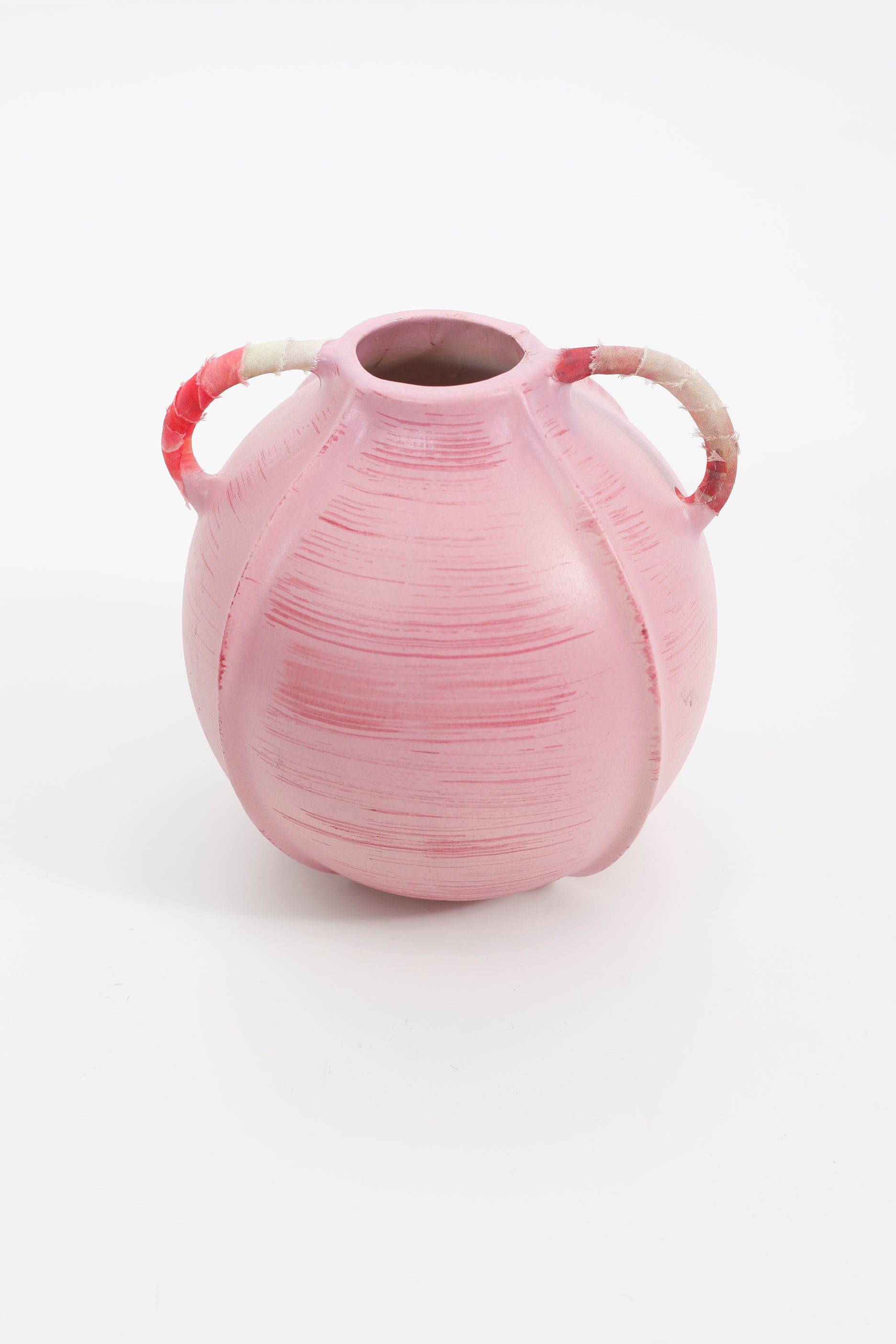 Small Pink Round Ceramic Vase with Handles