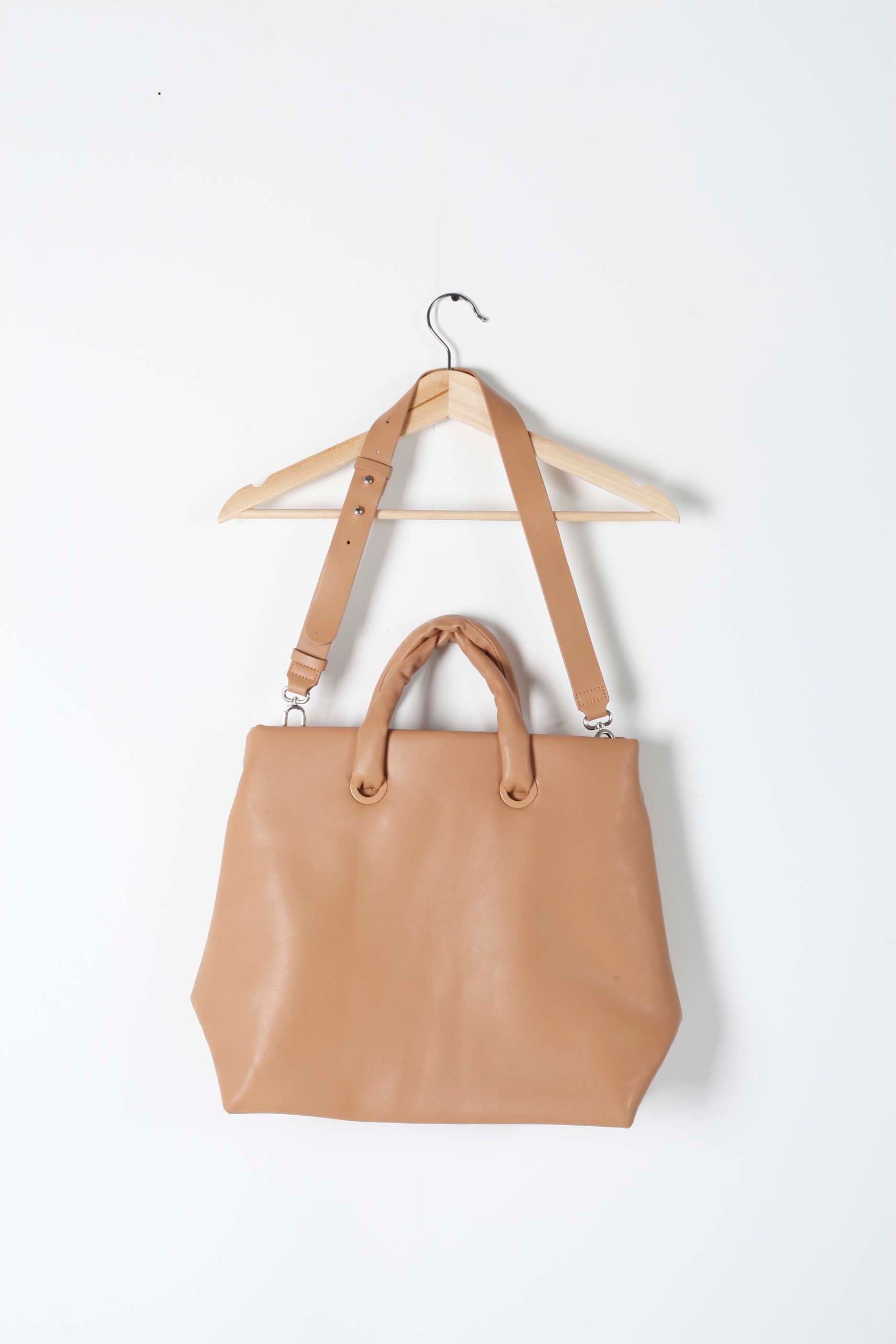 Beige Pleather Tote Bag