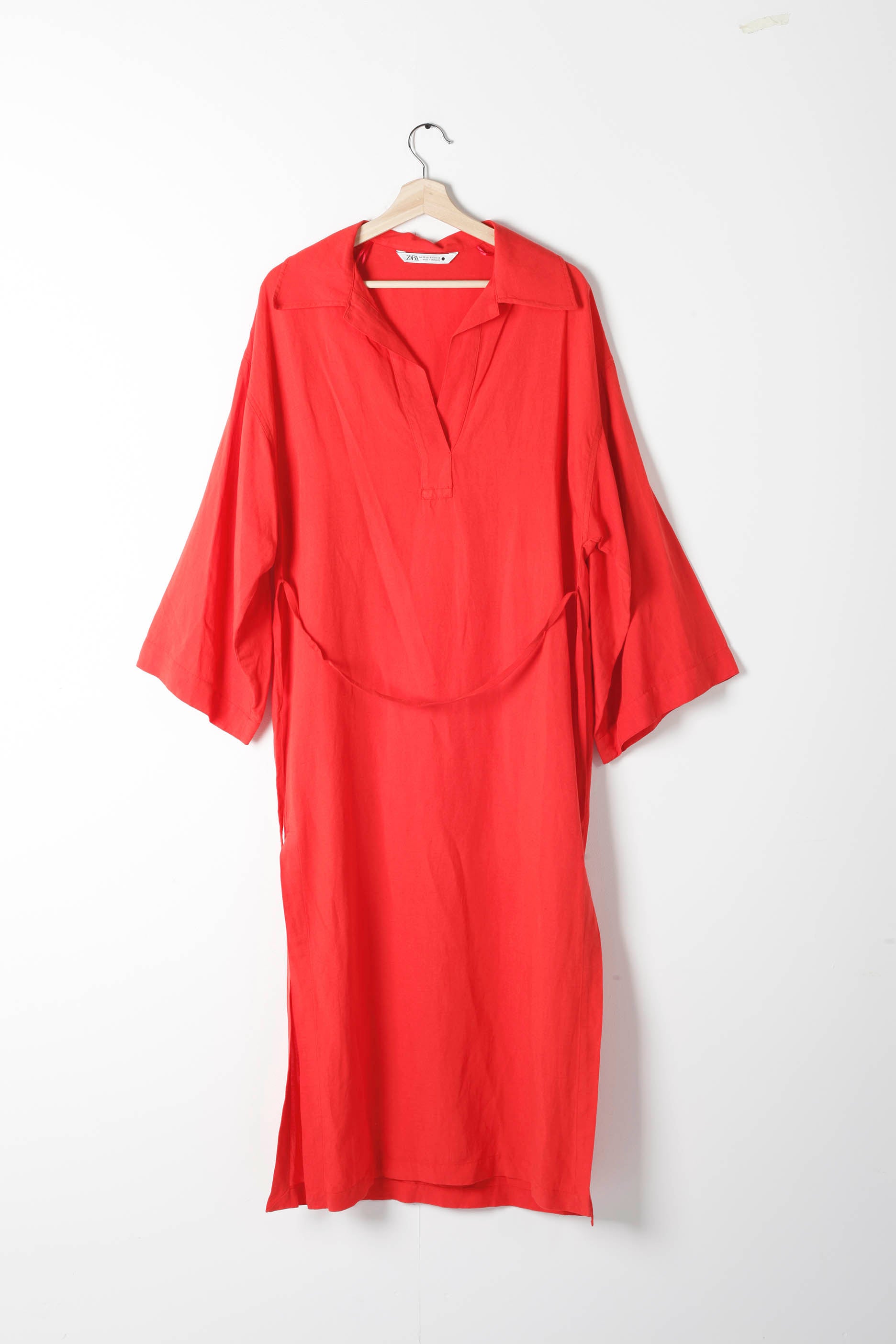 Belted Red Linen Kaftan