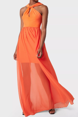 Orange Chiffon Maxi Dress