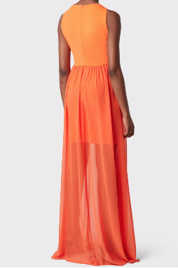 Orange Chiffon Maxi Dress