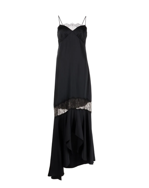 Sachin & Babi Long Black Gown with Lace Inserts (Eu38)