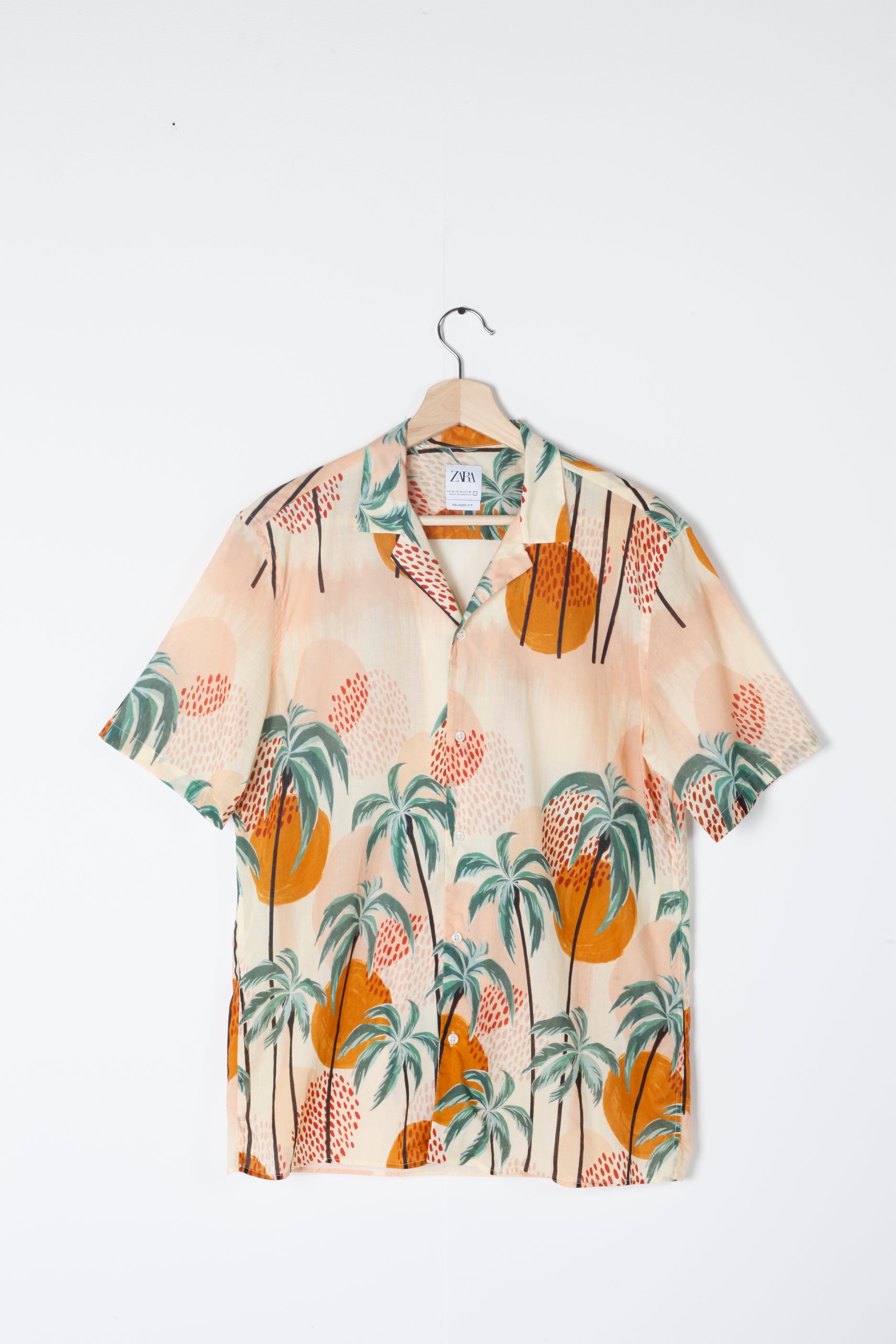 Sunset Palm Print Hawaiian Shirt (Medium)