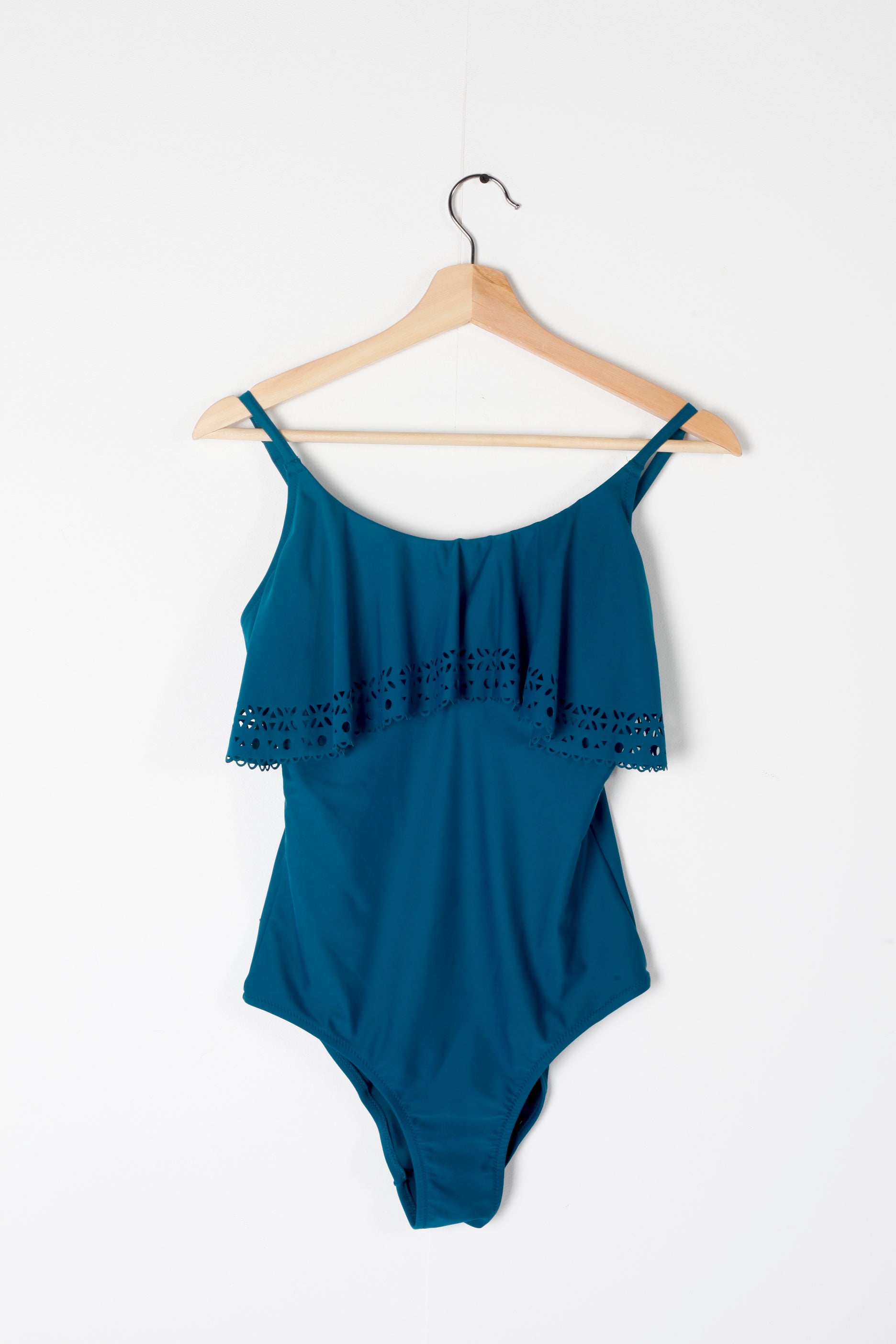 Teal Blue Swimsuit with Frill Neckline (Eu38-40)