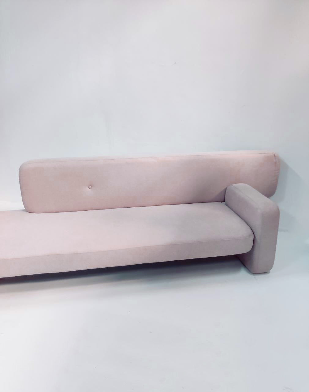 Pale Blush Pink Contemporary Sofa