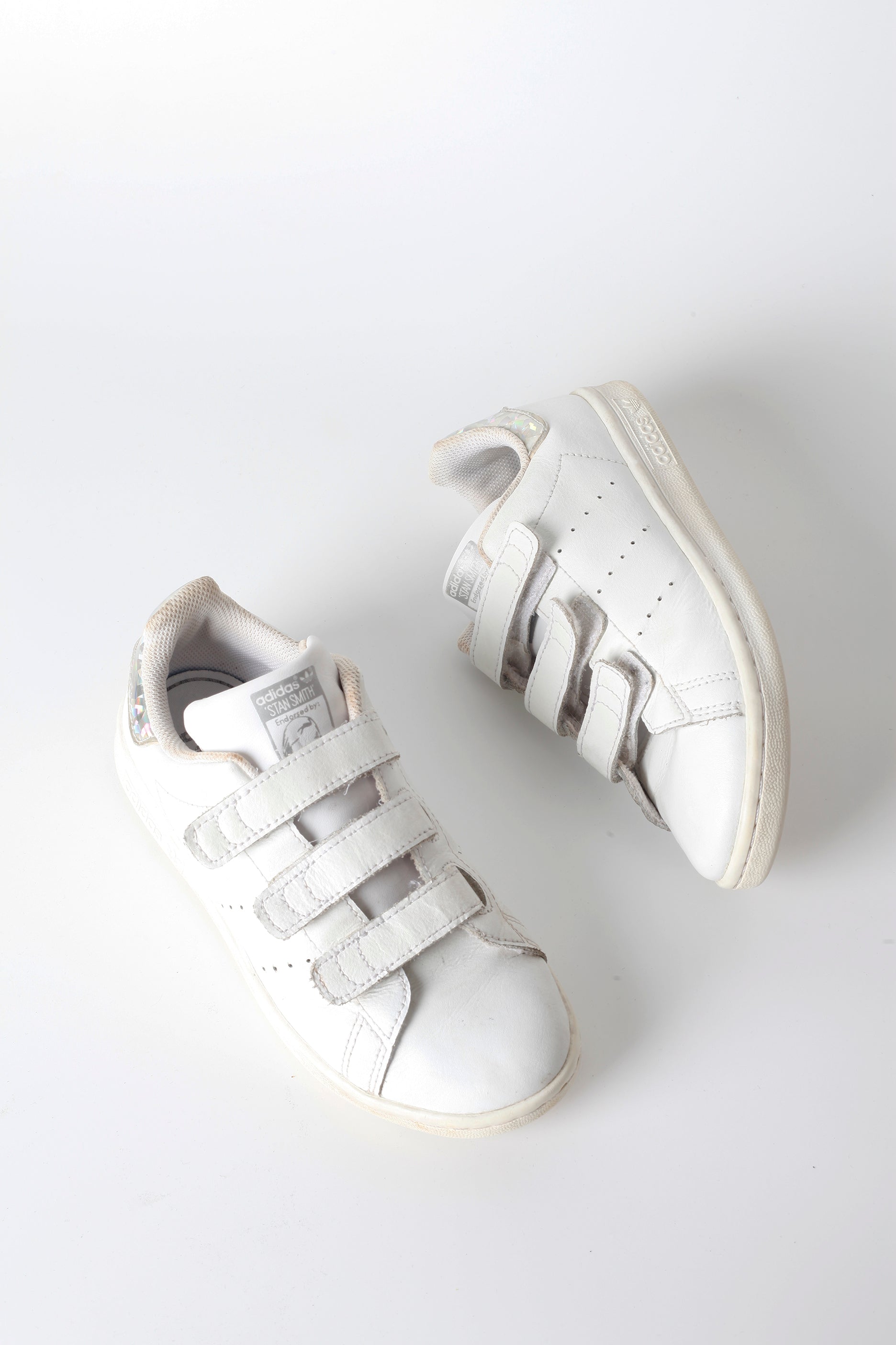 Kids White Adidas Velcro Sneakers