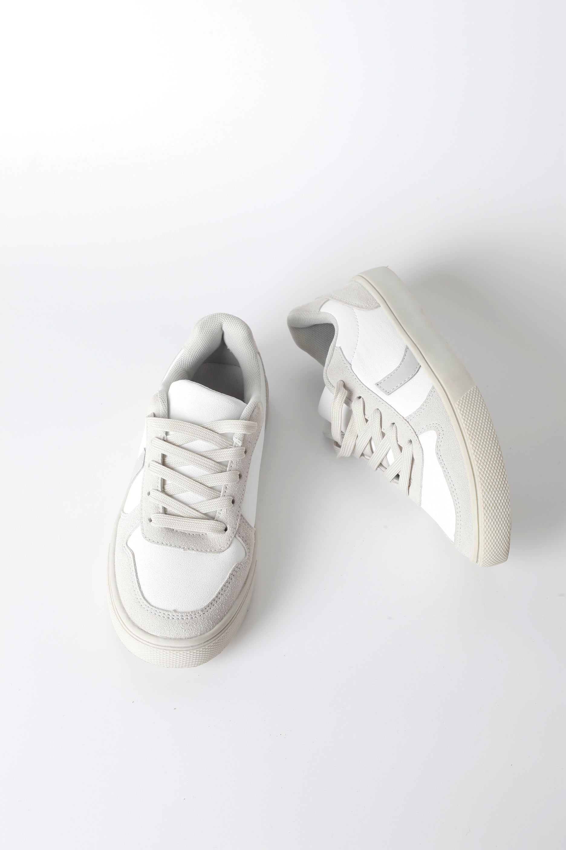White Sneaker with Grey Suede Detail