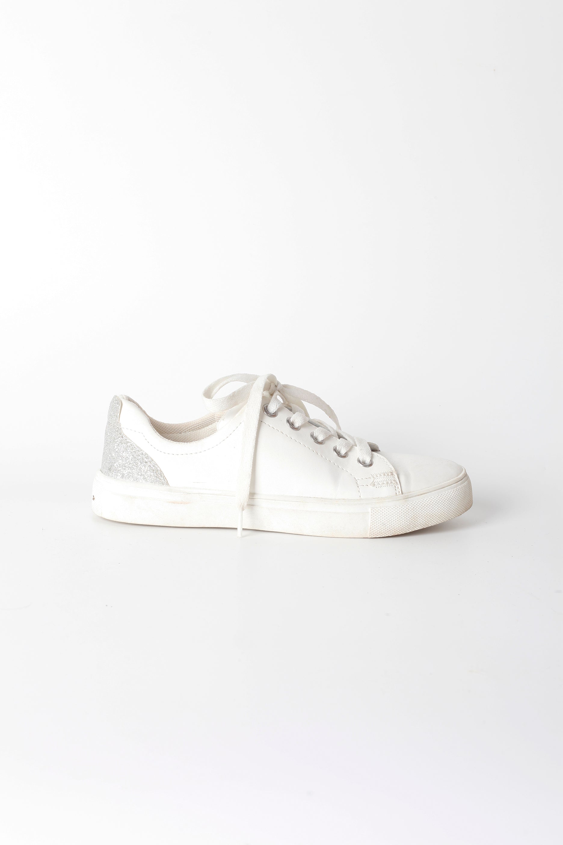 Kids White Sneaker with Glitter Detail