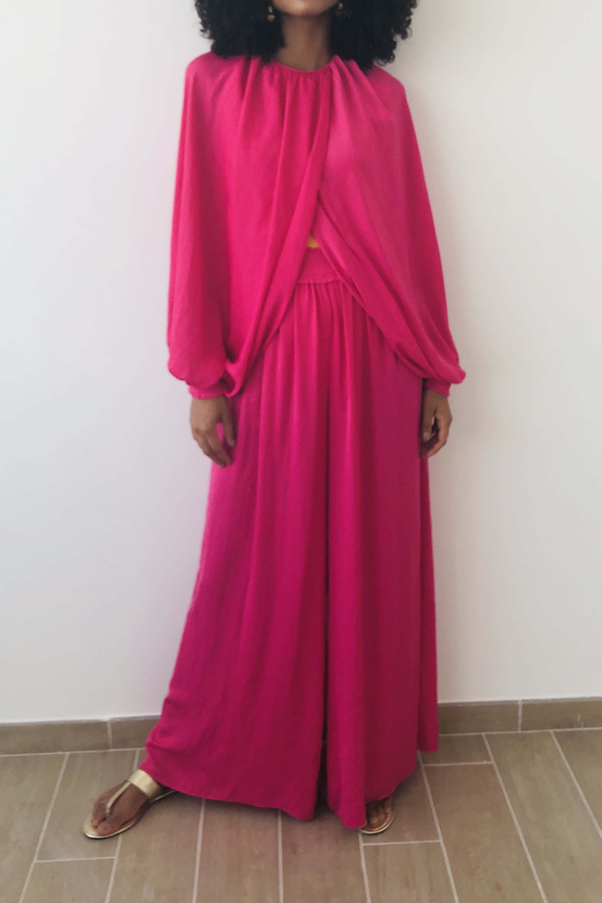 Fuchsia Pink Wide-leg Trousers