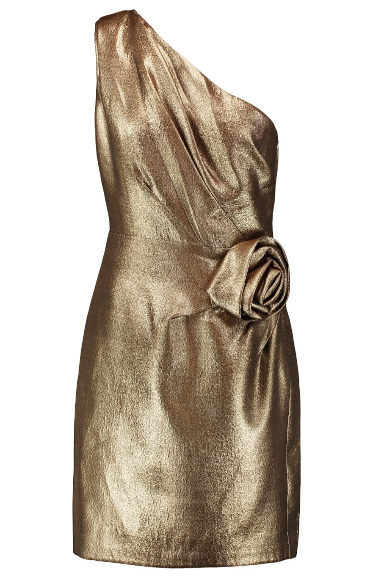Gold One-Shouldered Halston Dress (Eu38)