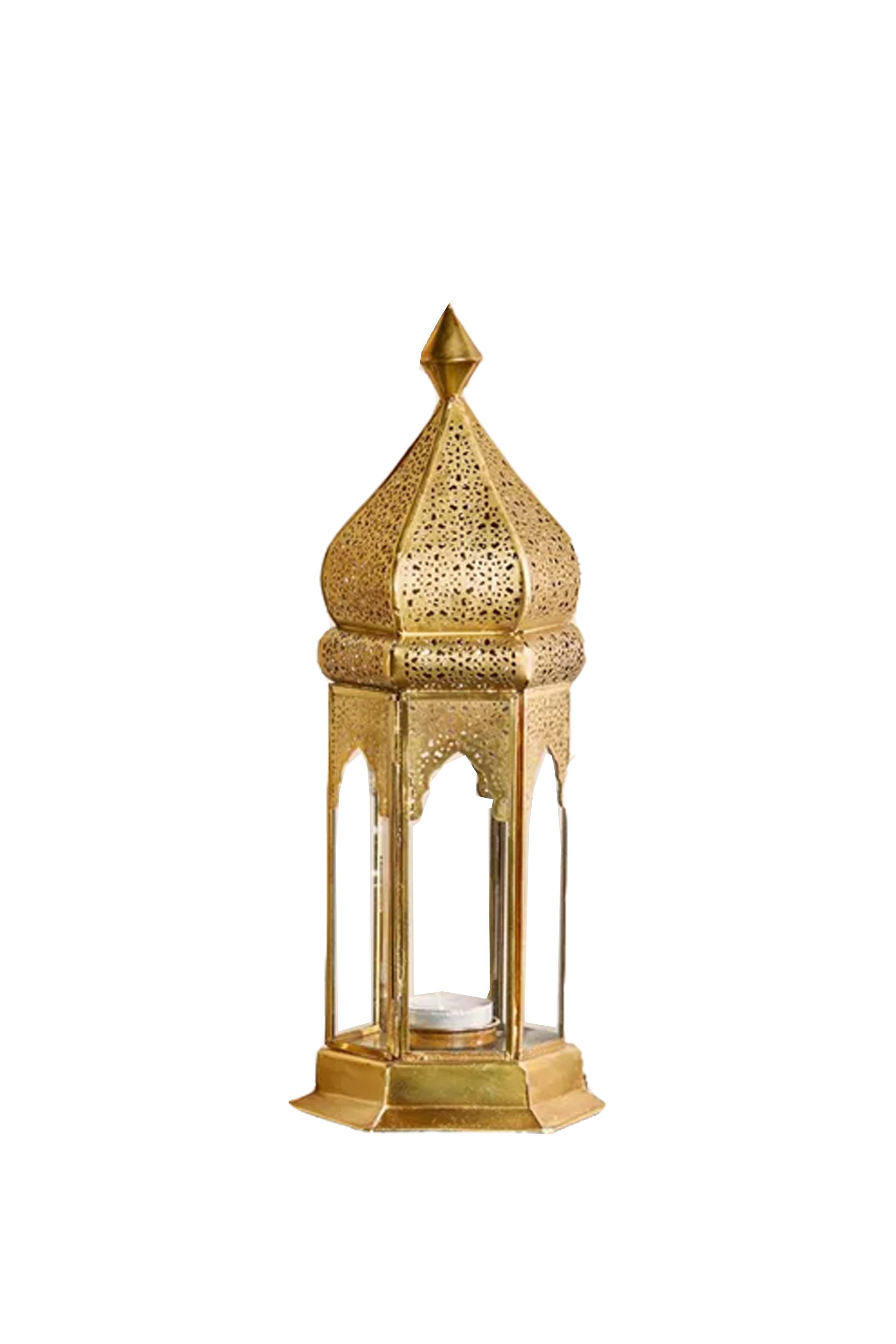 Gold Metal Lantern (H40cm) (2pcs available)