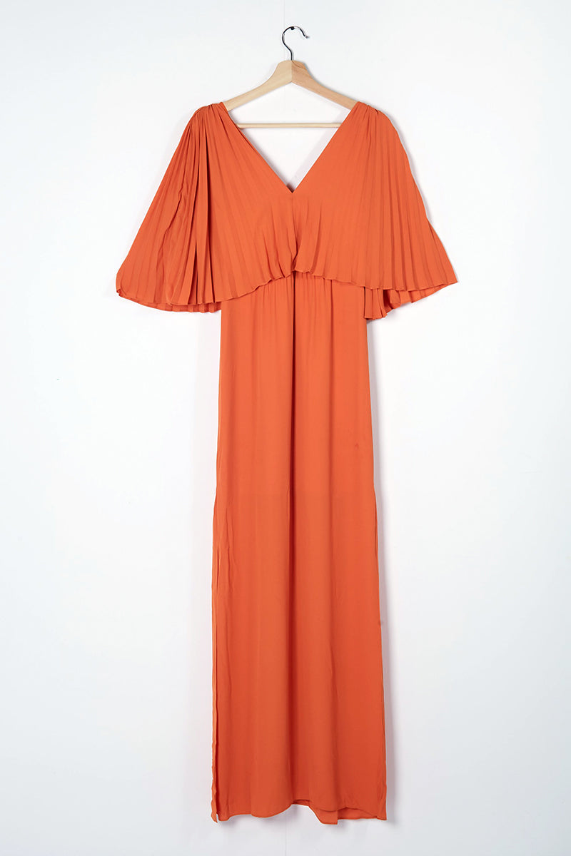 Orange Pleated Halston Gown